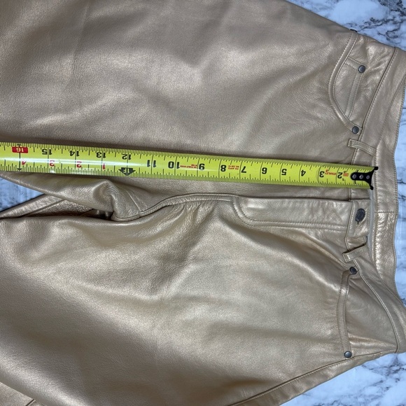 Nine West 100% Leather Y2K  Gold Metallic Pants size 10 NWT Deadstock 90s retro - Picture 6 of 9